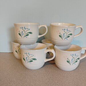 Fascino Stoneware Blue Floral coffee/tea cups, set of 6